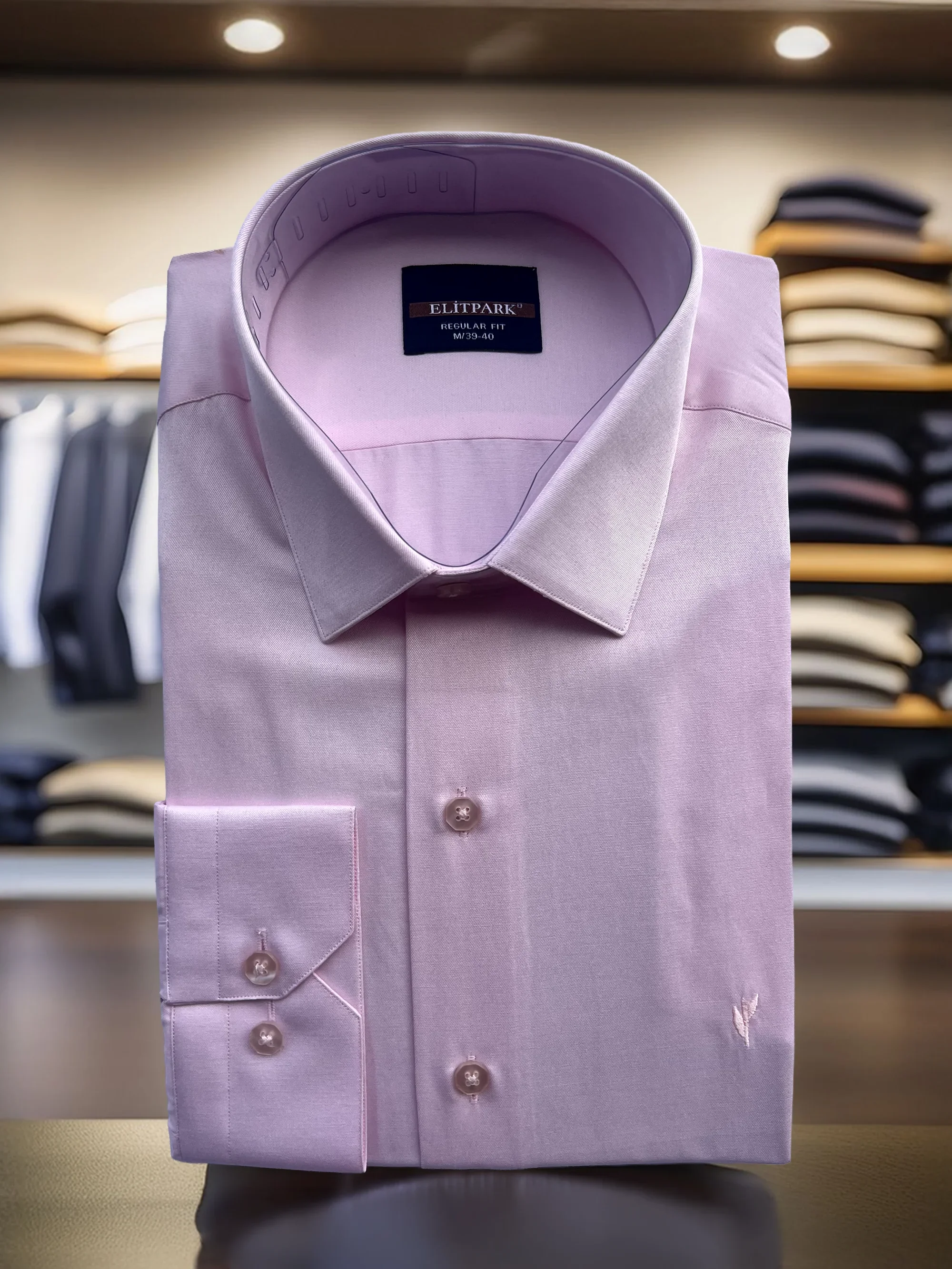 Pembe Düz Renk Pamuklu Erkek Gömlek