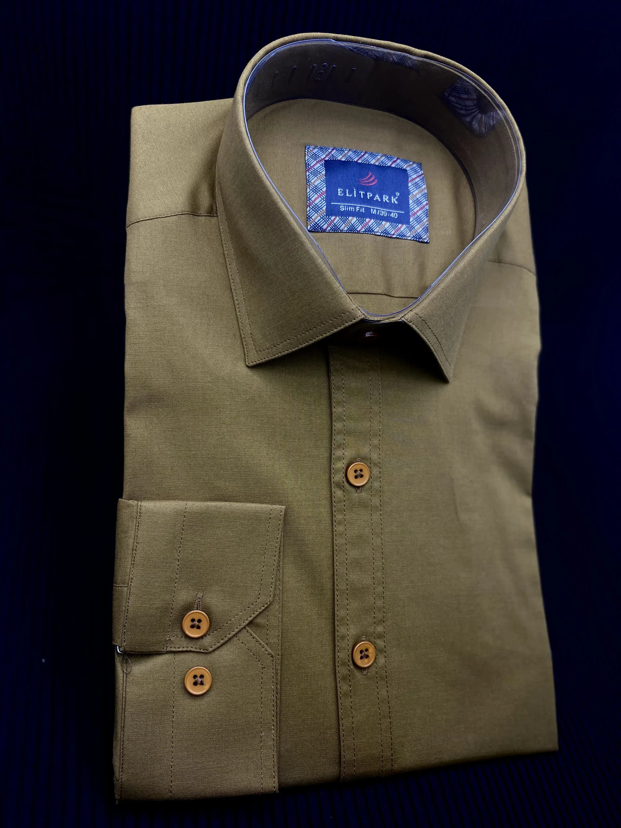 Kahverengi Düz Renk Ön Dikiş Detaylı Pamuklu Erkek Gömlek