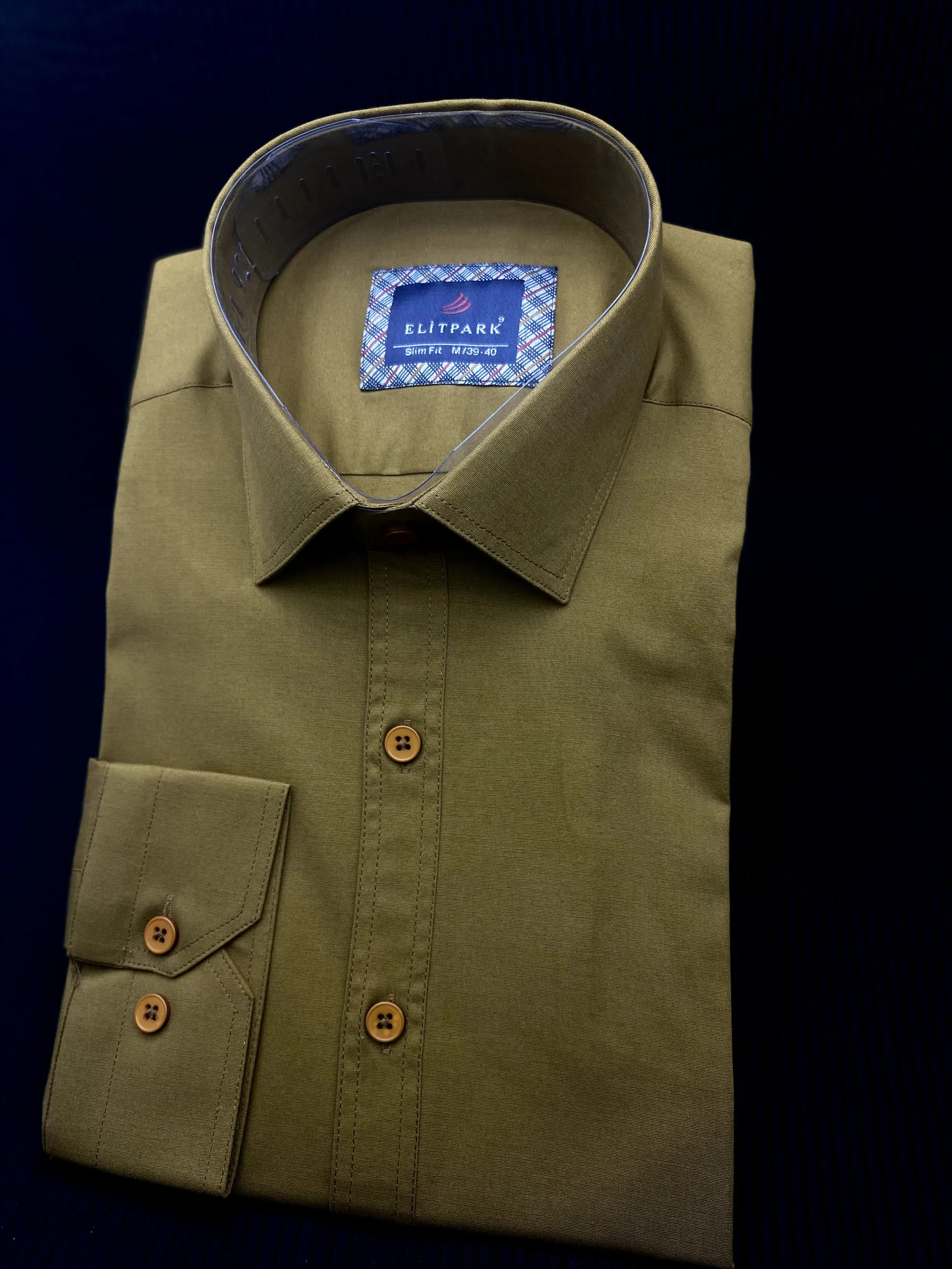 Kahverengi Düz Renk Ön Dikiş Detaylı Pamuklu Erkek Gömlek