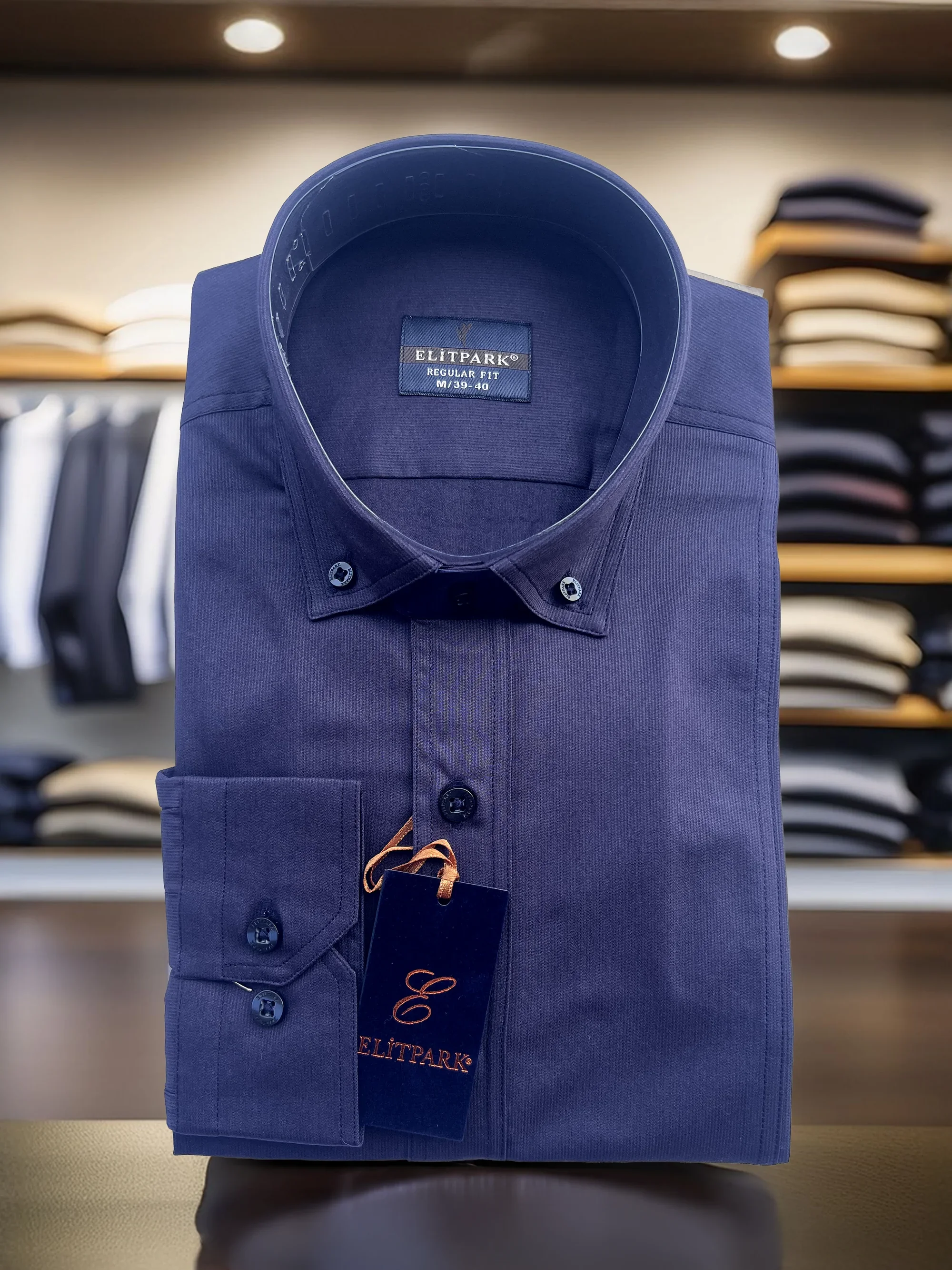 Açık Lacivert Düz Renk Pamuklu Erkek Gömlek