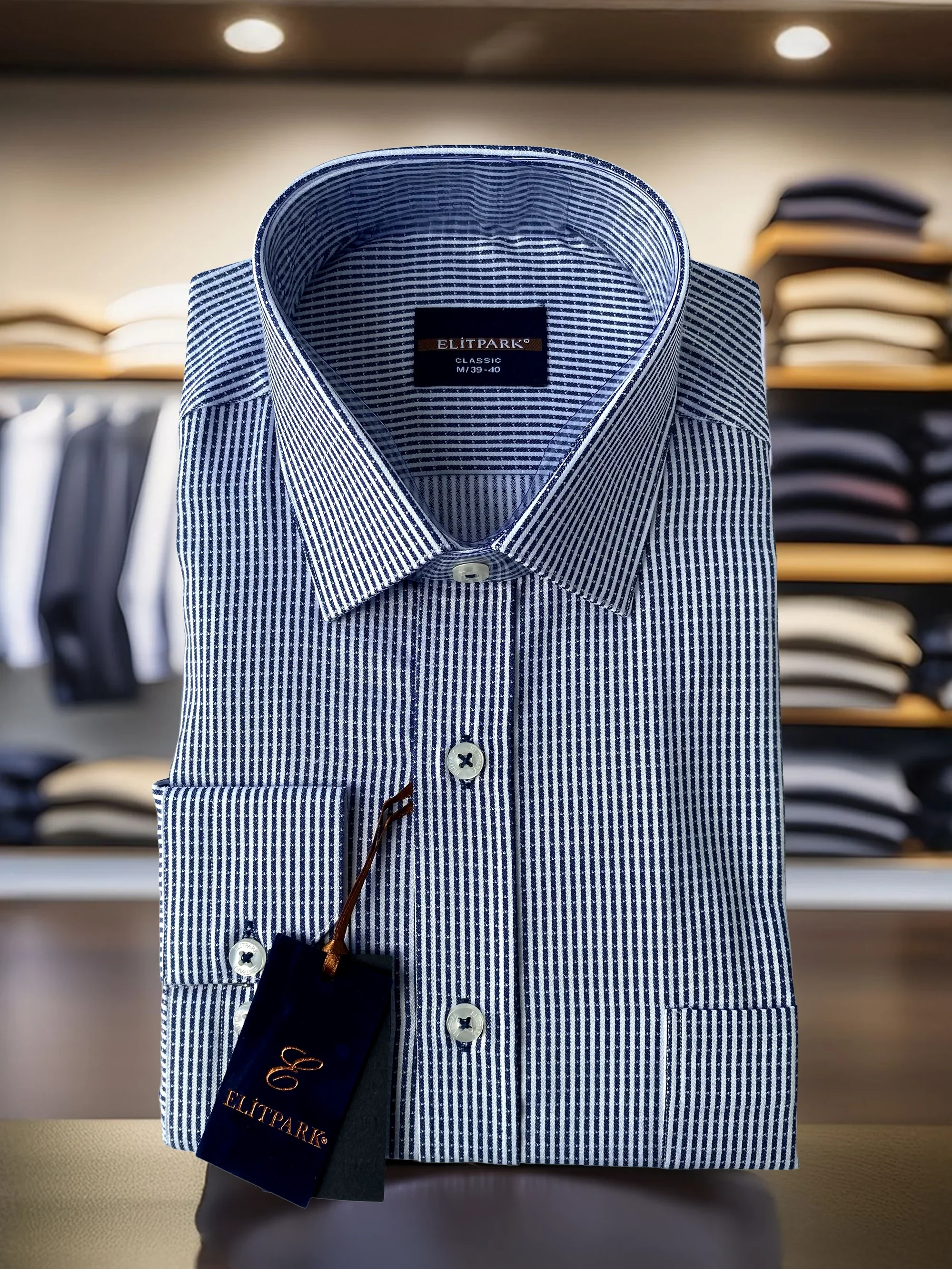 Vertical Dashed Line Pamuklu Erkek Gömlek