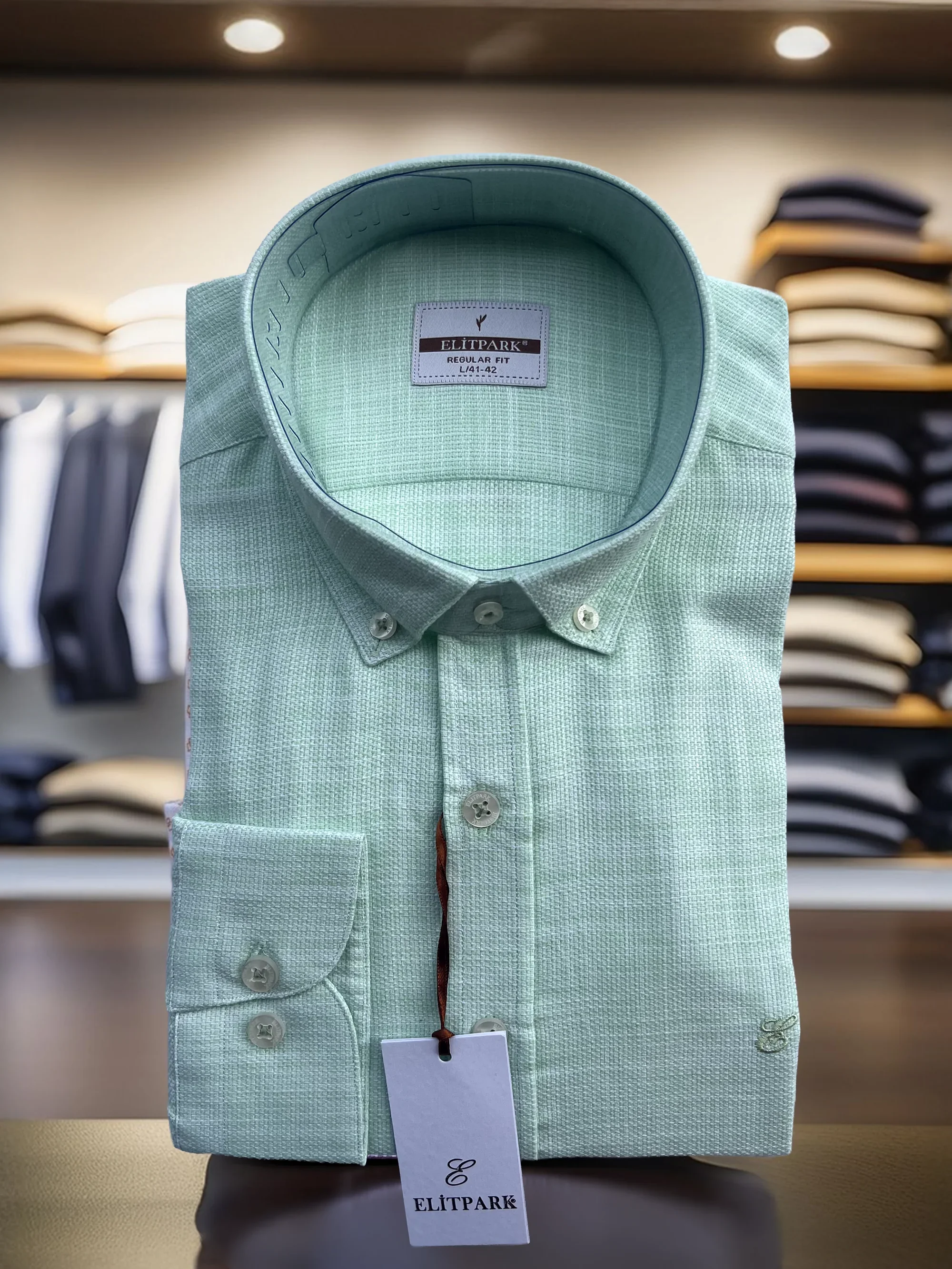 Fıstık Yeşili %100 Pamuk Erkek Gömlek