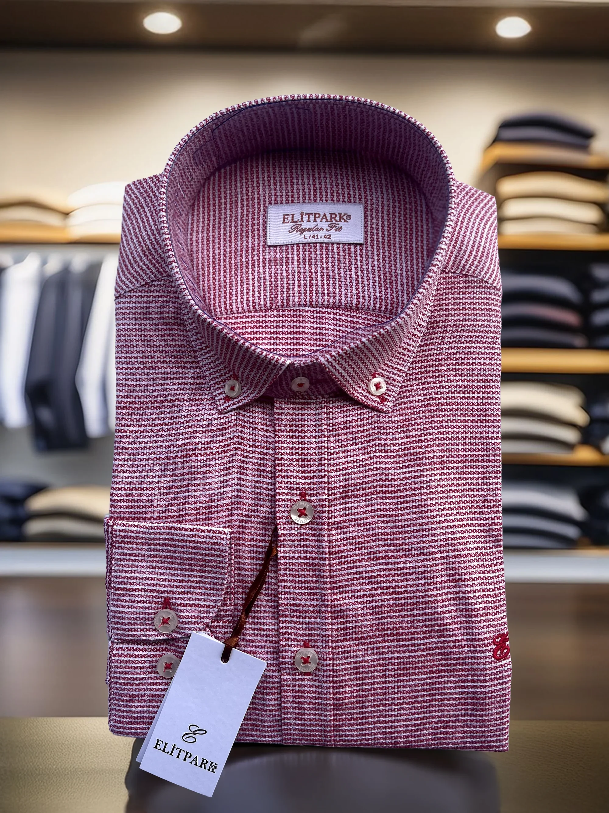 %100 Pamuk  Gül Kırmızısı  Erkek Gömlek