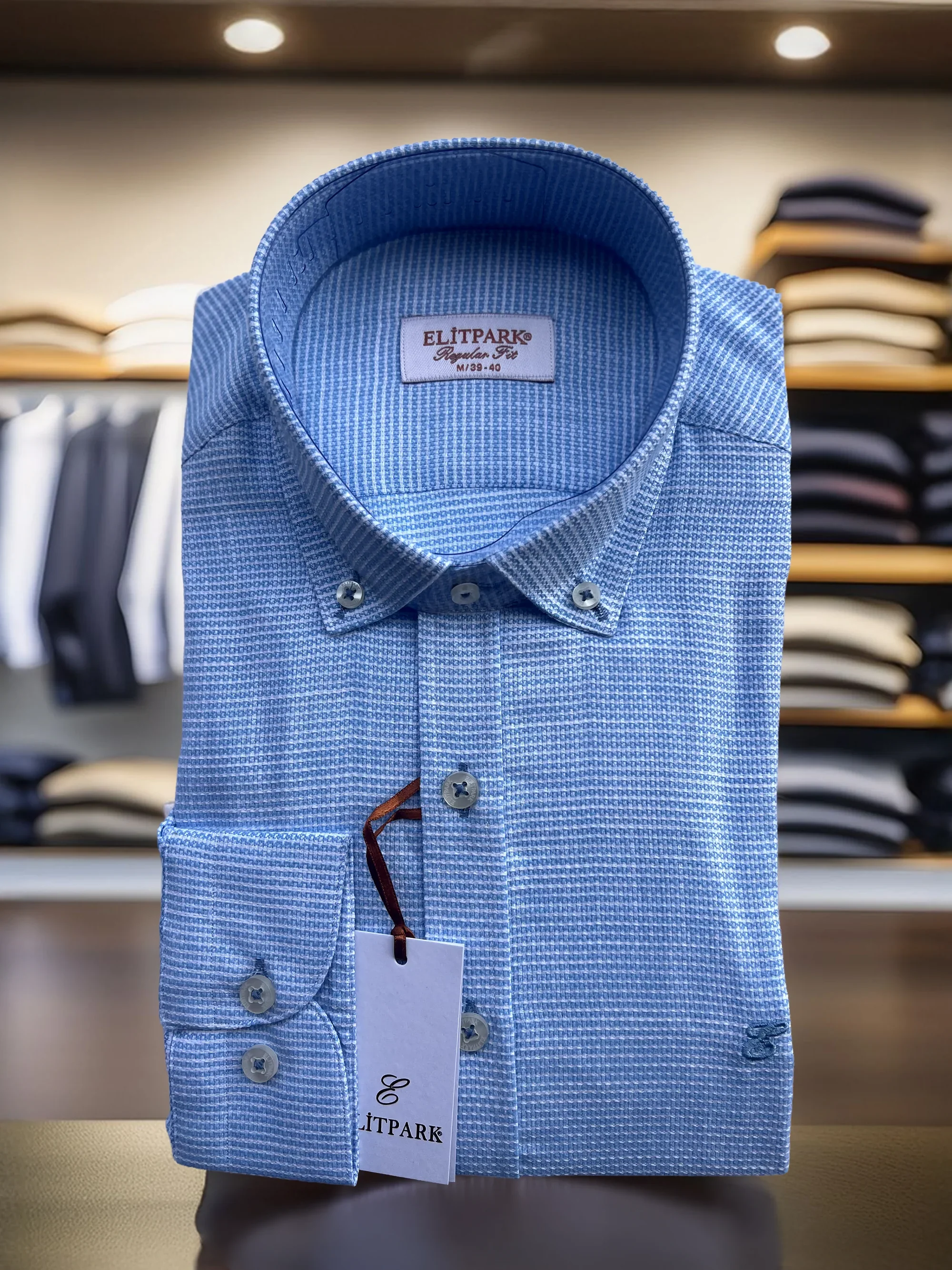 %100 Pamuk  Buz Mavisi Erkek Gömlek