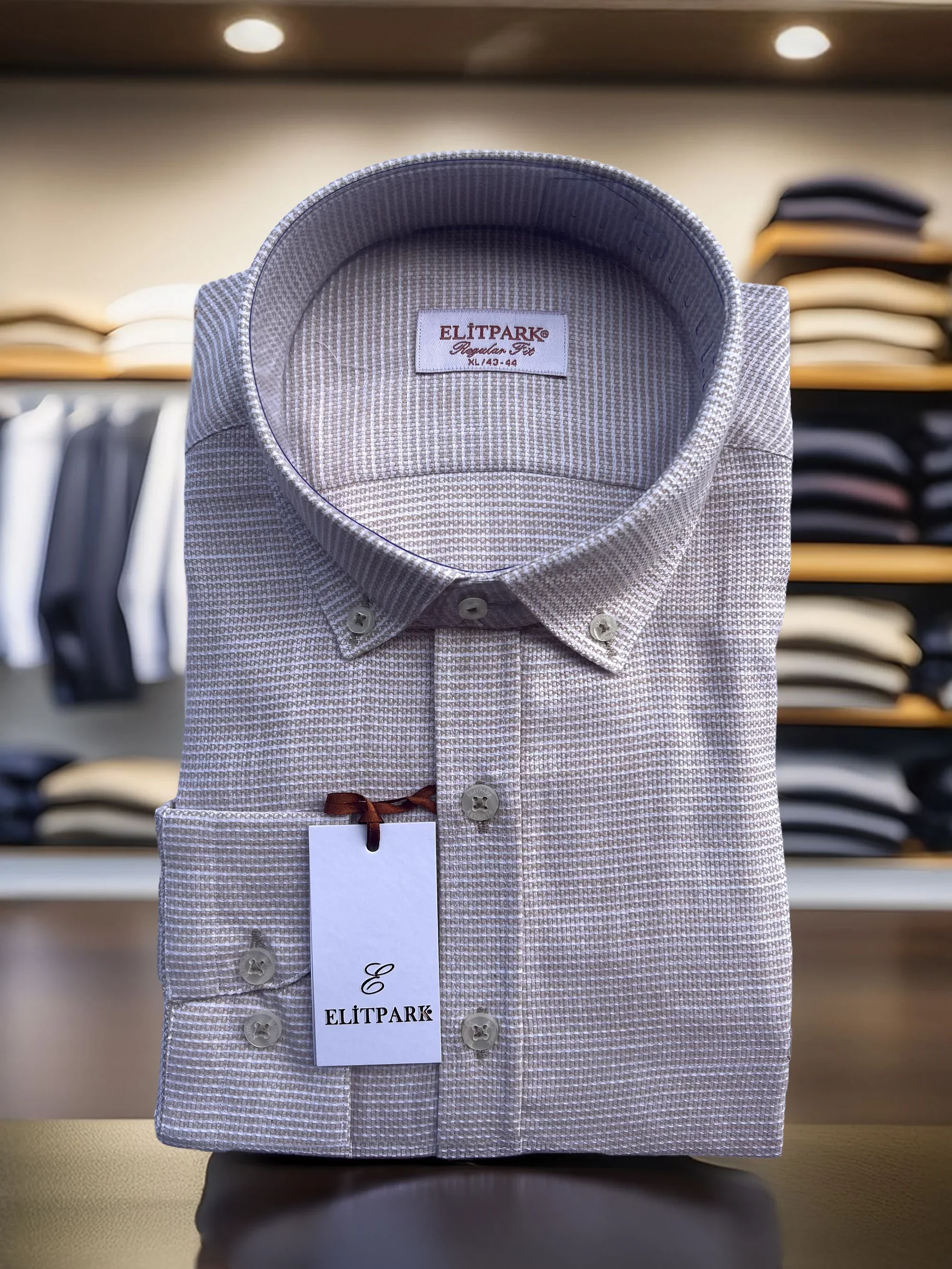 %100 Pamuk  Krem  Erkek Gömlek