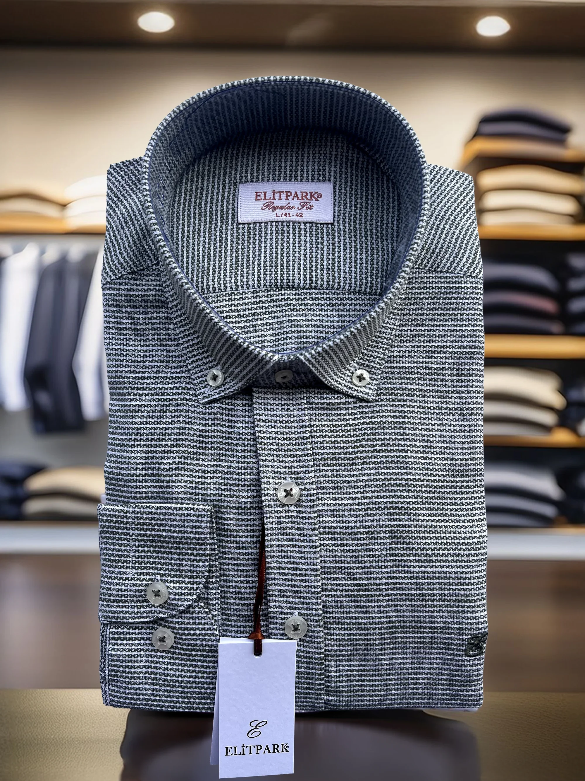 %100 Pamuk  Yeşil  Erkek Gömlek