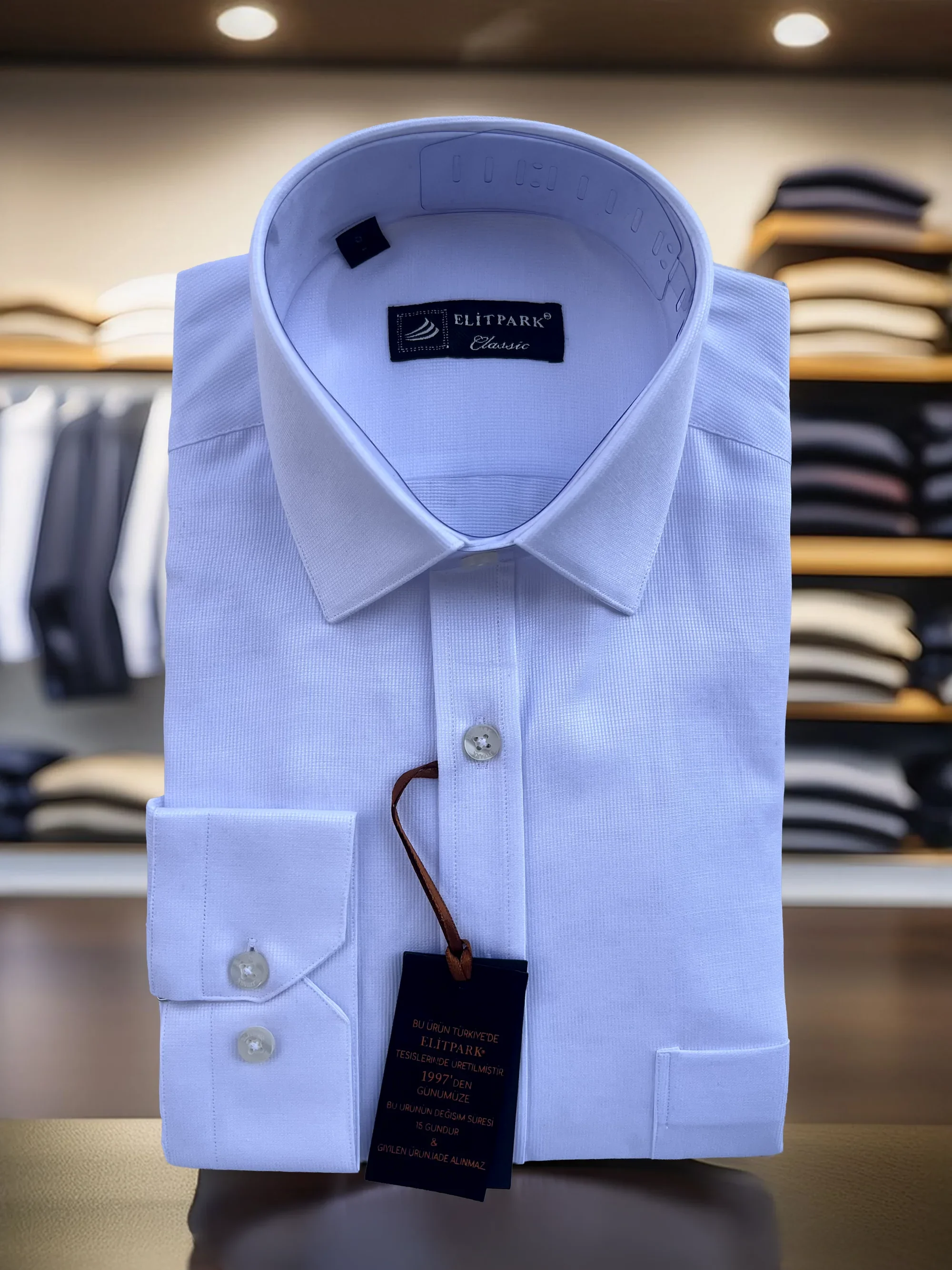 Pamuklu Cepli Beyaz Erkek Gömlek