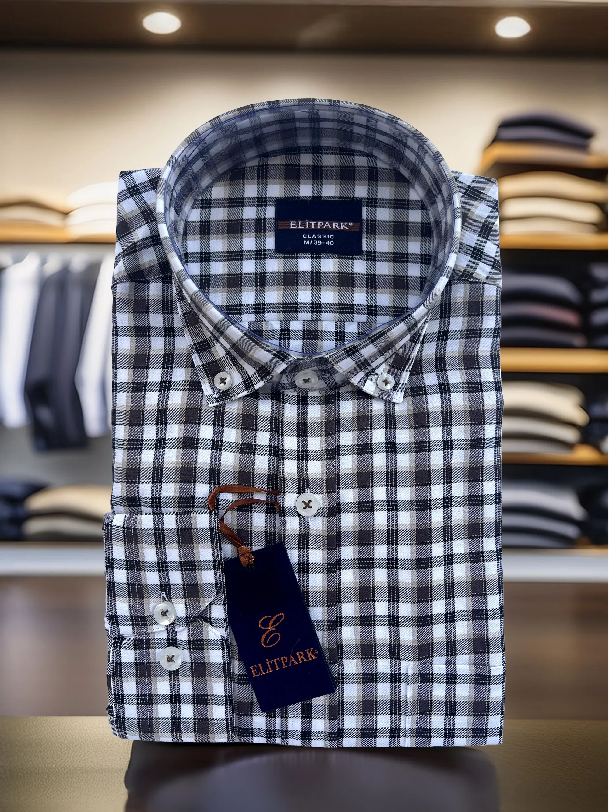 Urban Classic Kahverengi Ekose Pamuklu Cepli Erkek Gömlek