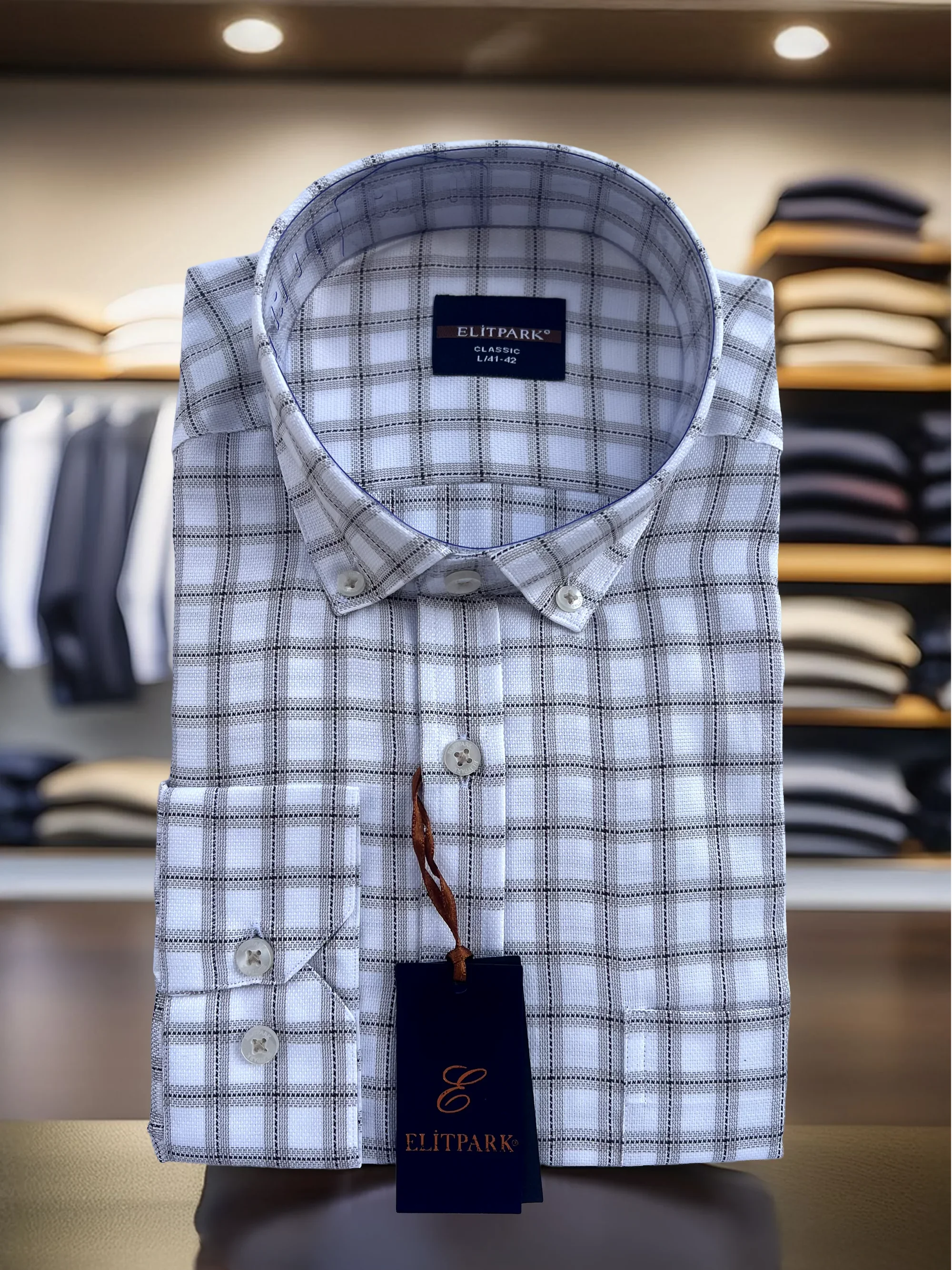 Serenity Kare Desen Pamuklu Cepli Erkek Gömlek