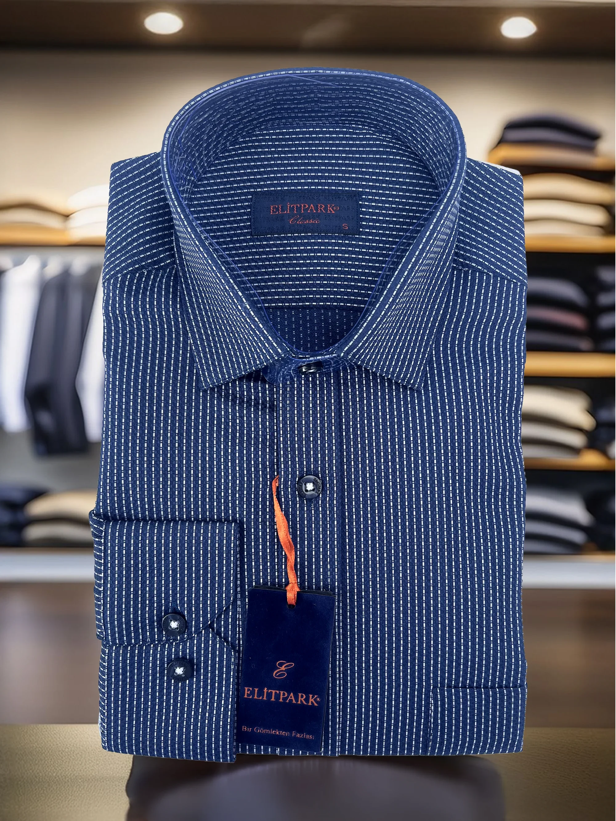 Royal Stripe Desenli Pamuklu Cepli Erkek Gömlek